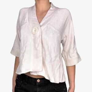 Cream knitted big button cardigan - size medium from express